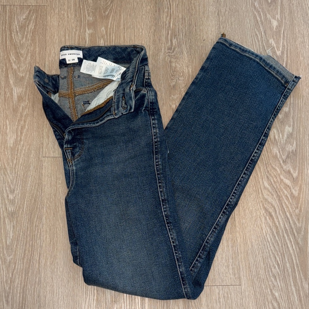 Good American Women's Blue Straight Leg Jeans